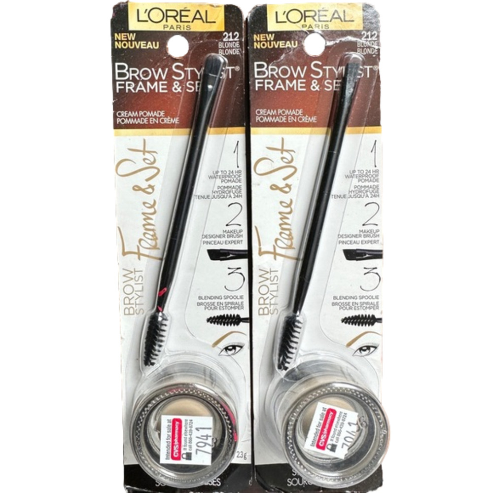 New 2‎ L'Oreal Brow Style & Frame Set Pomade 212 Blonde